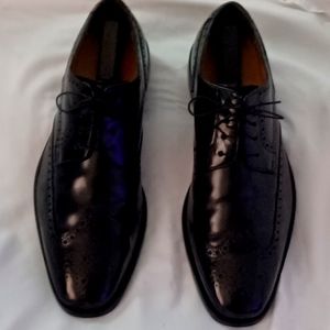 COLE HAAN MEN'S DRESS SHOES BLACK LEATHER WINGTIP NIKE AIR SOLES 11.5 EXCELLENT